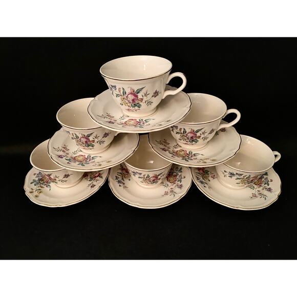 Set of 6 Edwin Knowles Winslow Teacups & Saucers - 1950s - Picture 1 of 9